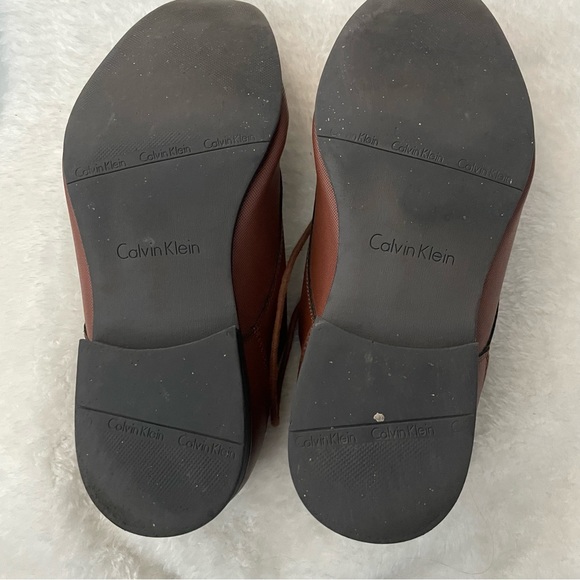 Calvin Klein Bram Lace Up Cap-Toe Leather Brown Dress Shoes - Picture 9 of 11